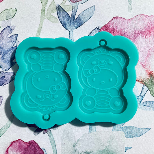 Kitty in Bear Costume Earrings Mold