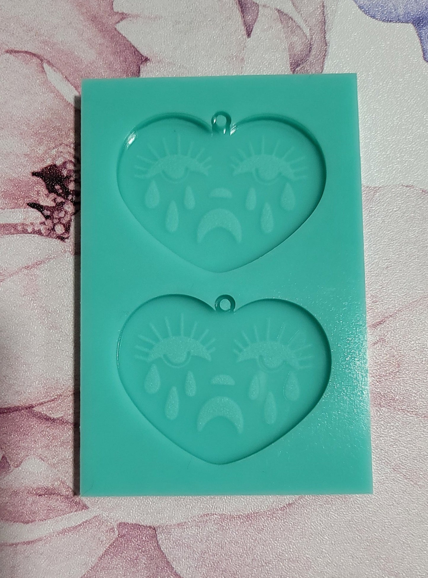 Sad Crying Heart Earrings Mold