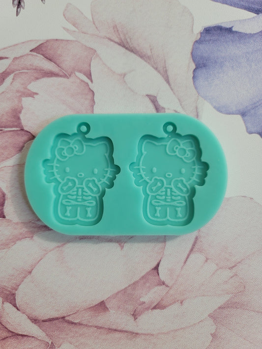 Skeleton Kitty Earrings Resin Mold