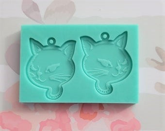 Winking Cat Earrings Mold