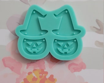 Pumpkin with Witch hat Earrings mold